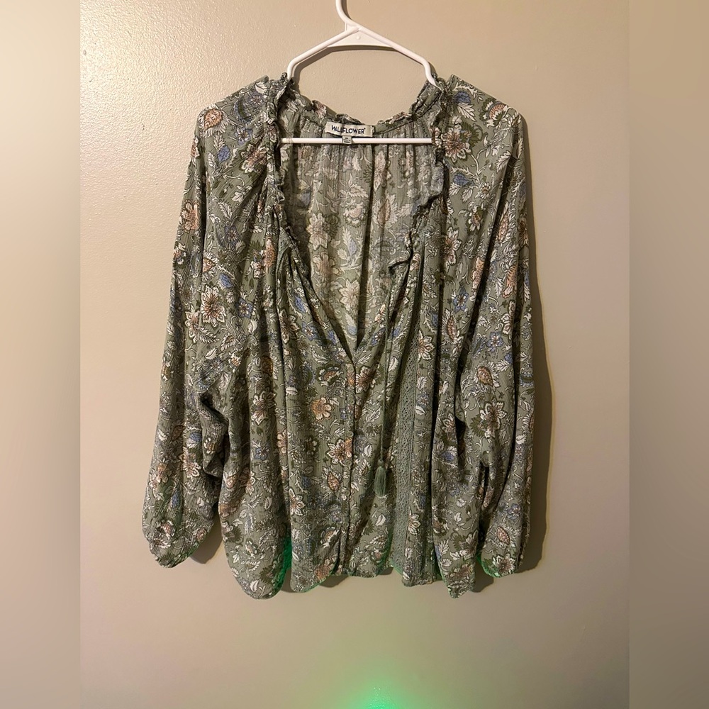 Green floral shirt
